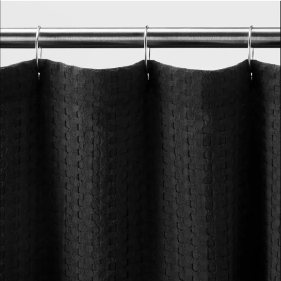 Casaluna Bath Casaluna Washed Black Waffle Shower Curtain New